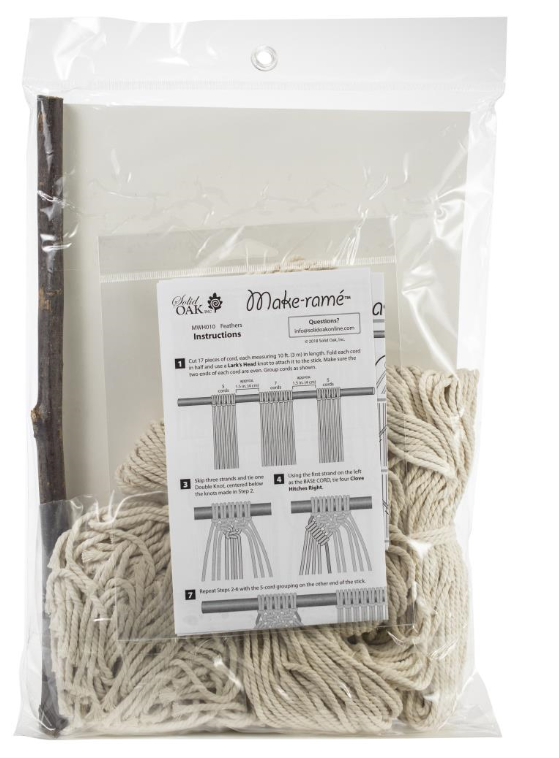 Solid Oak Macramé Kit Veren Muurhanger 25x90 cm (MWH010) *