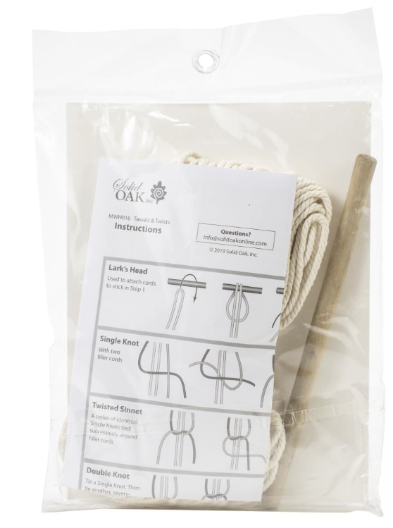 Solid Oak Macramé Kit Kwasten en Spiralen 13x36 cm (MWH016) *