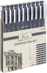 Nassau Set Zwarte Fineliners 10 stuk (AR0224/GE)