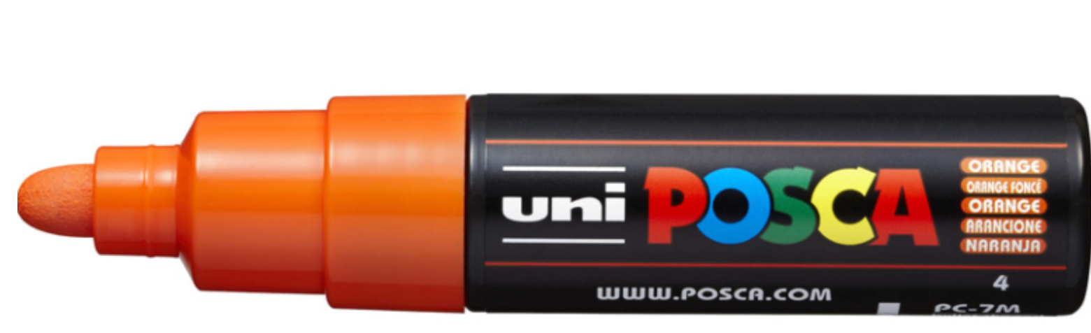 Uni Posca Verfmarker  - lijndikte: 4,5-5,5 mm - PC-7M - Donkeroranje (4) *