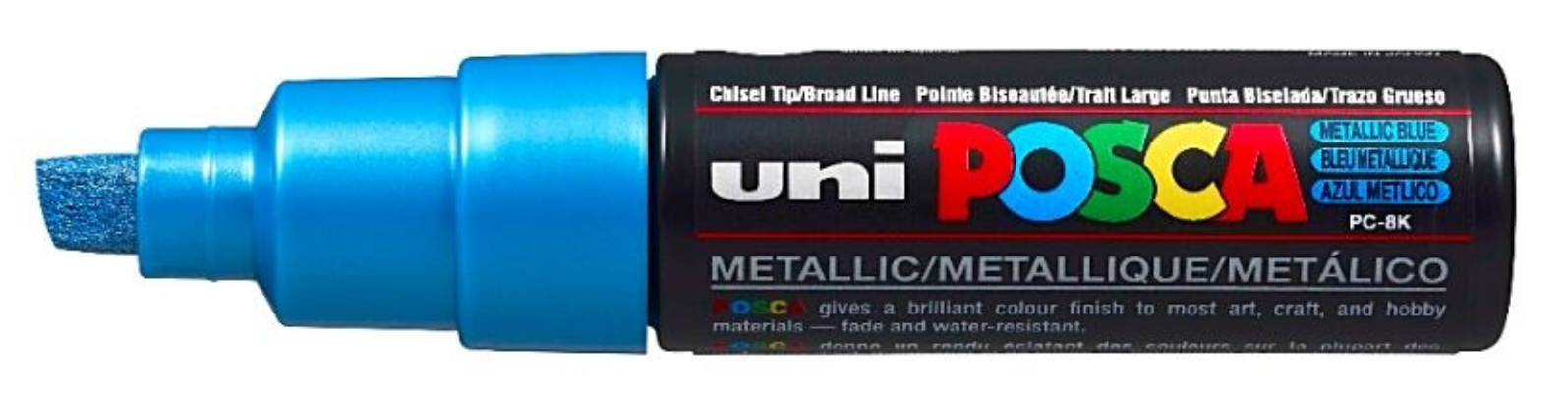 Uni Posca Verfmarker - lijndikte: 8mm - Metallic Blauw (M33) *