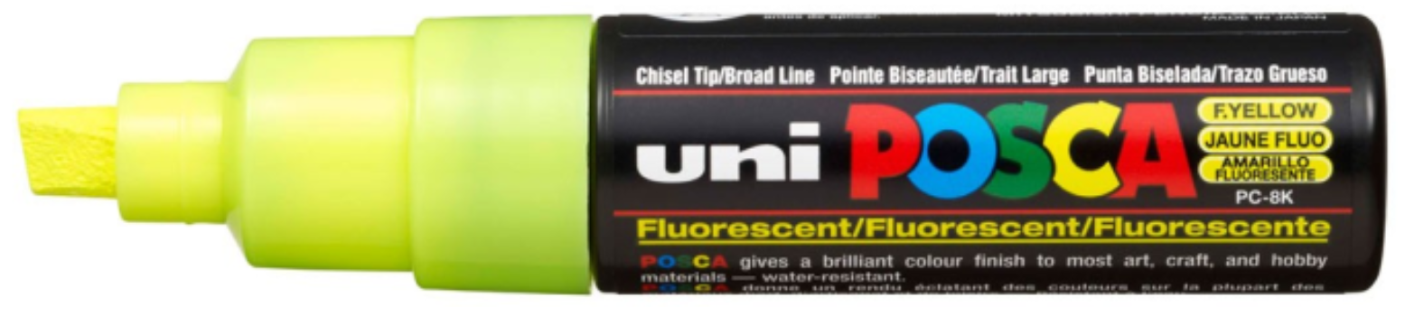 Uni Posca Verfmarker - lijndikte: 8mm - Neon Geel (F2) *