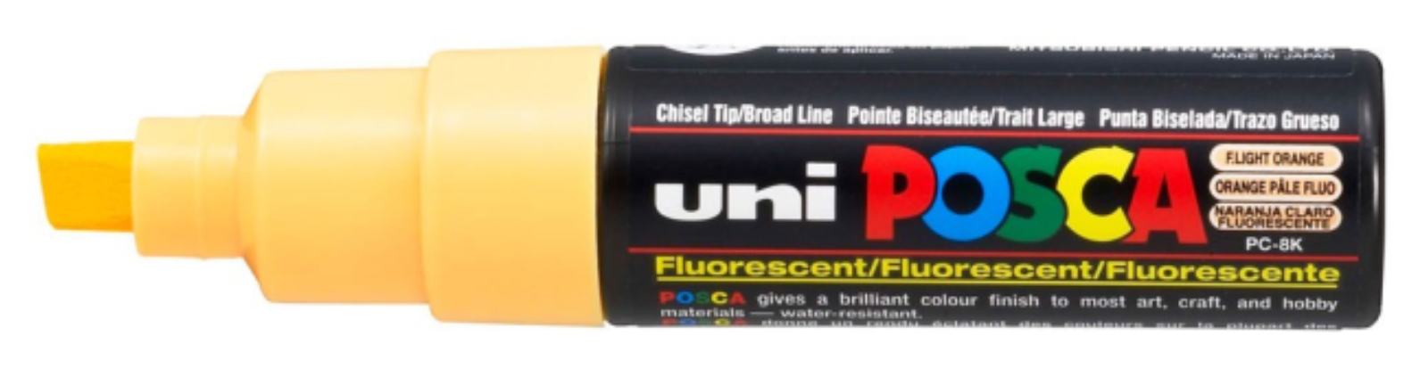 Uni Posca Verfmarker - lijndikte: 8mm - Neon Lichtoranje (F54) *