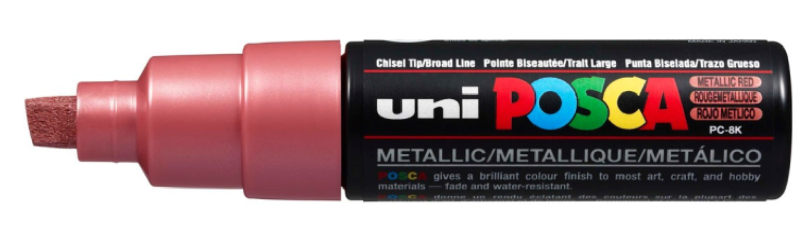 Uni Posca Verfmarker - lijndikte: 8mm - Metallic Rood (M15) *