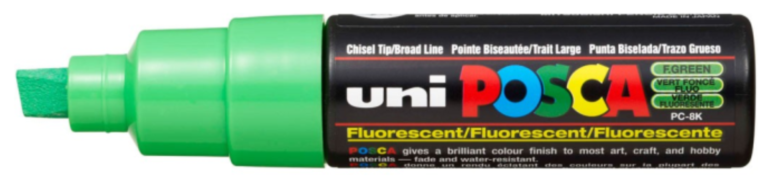 Uni Posca Verfmarker - lijndikte: 8mm - Neon Groen (F6) *