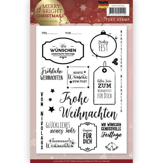 Clearstamp - Precious Marieke - Merry and Bright Christmas - Duits (AFGEPRIJSD)