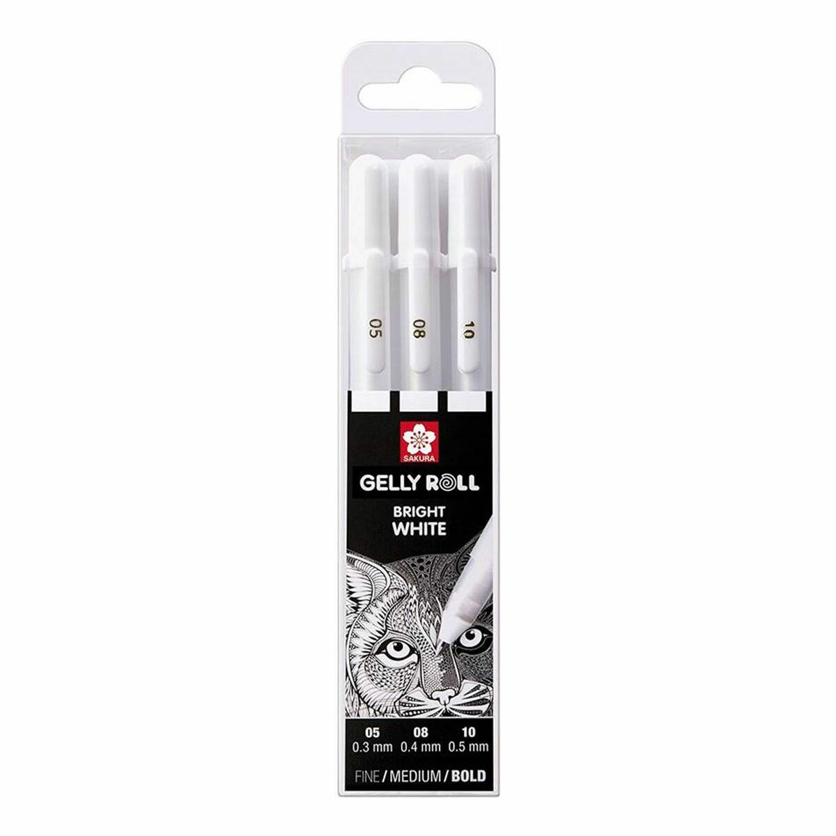 Sakura • Gelly roll gelpen 05, 08 & 10 Wit 3stuks