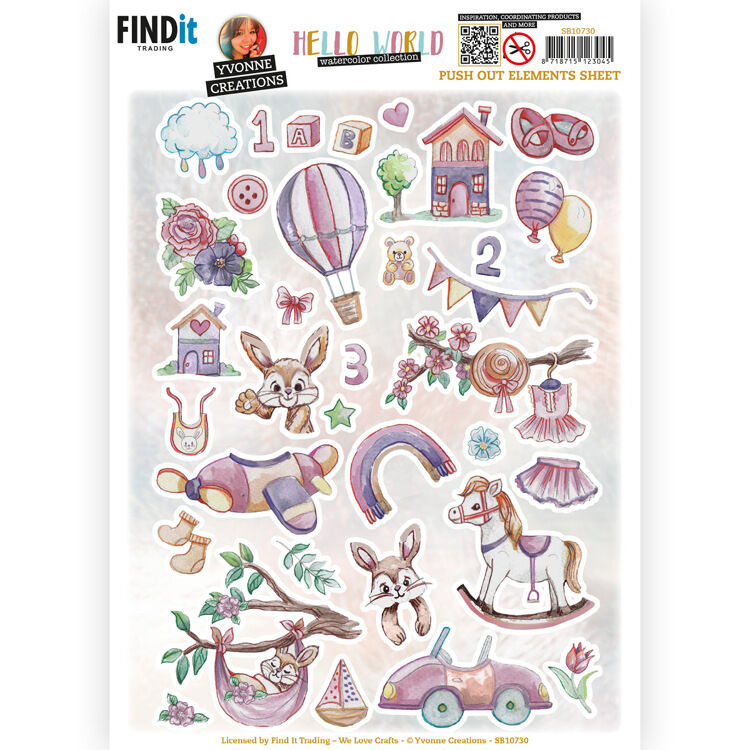 3D Push Out - Yvonne Creations - Hello World - Small Elements B (SB10730)