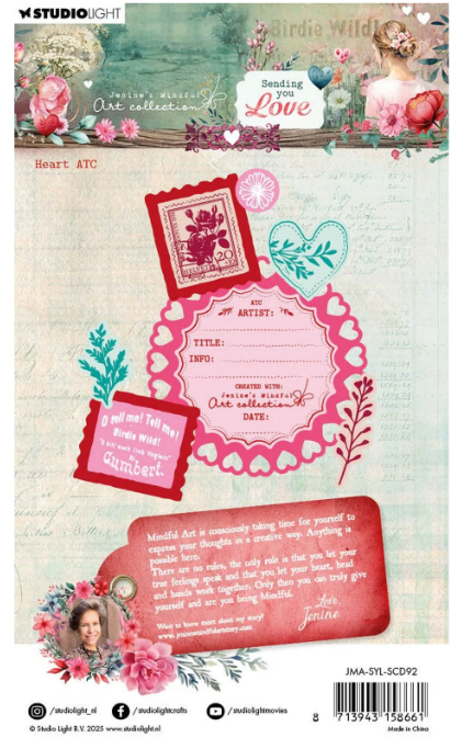 Studio Light • Jenine's Mindful Art Stamp And Cutting Dies Sending You Love Heart Atc (JMA-SYL-SCD92) *