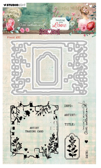 Studio Light • Jenine's Mindful Art Stamp And Cutting Dies Sending You Love Plaid Atc (JMA-SYL-SCD93) *