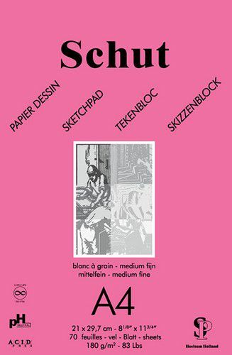 Schut Tekenpapier 180gr A4 blok a 70 vel Roze SCH11814 (114981/1814)