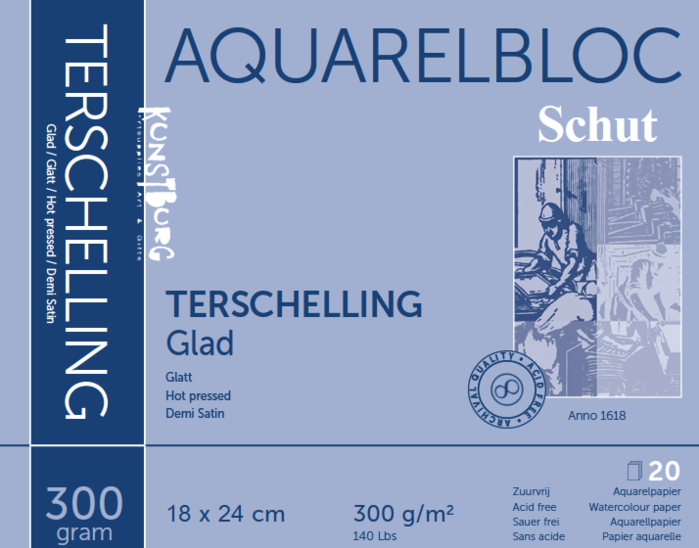 Schut Terschelling Aquarelblok glad 18x24cm 300 gram - 20 sheets (SCH21038)