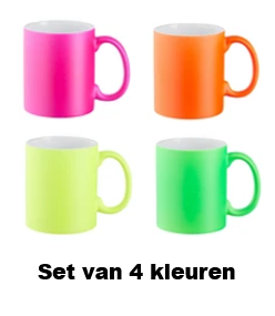 Mok - Set van 4 kleuren - Neon-roze/oranje/geel/groen - 80mm -11oz - (TMT-NSET)