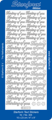 Stickervel - Thinking of you - Zilver (AFGEPRIJSD)