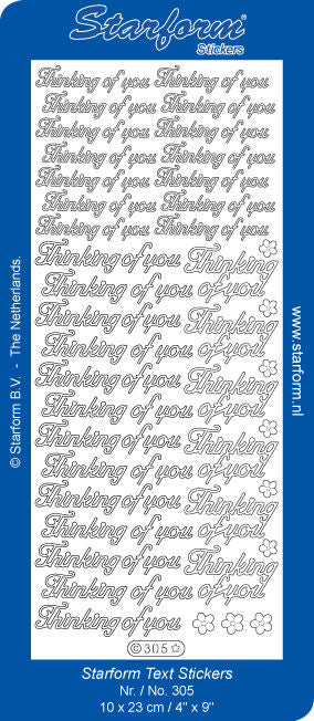 Stickervel - Thinking of you - Zilver (AFGEPRIJSD)