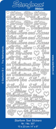 Stickervel - With love and kisses - Valentine - Zilver