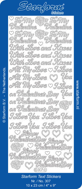 Stickervel - With love and kisses - Valentine - Goud