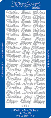 Stickervel - Dear Brother - Sister - Mother - Father - Goud