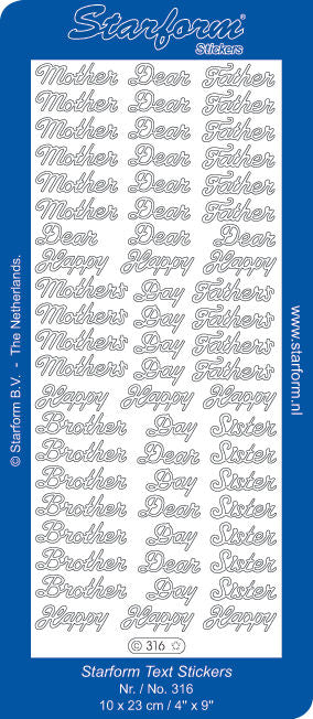Stickervel - Dear Brother - Sister - Mother - Father - Goud