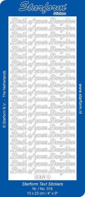 Stickervel - Birth of your Dauther - Zilver