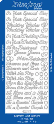 Stickervel - Wedding teksten - Goud