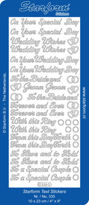 Stickervel - Wedding teksten - Goud