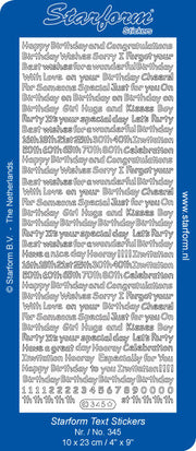 Stickervel - Assorted Birthday Greetings -Goud