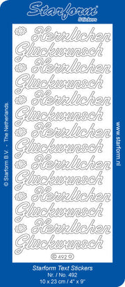 Stickervel - Tekst Duits - Herzlichen gluckwunschen - Goud