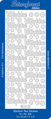 Stickervel - Tekst Deens - Tillykke - Glitter goud