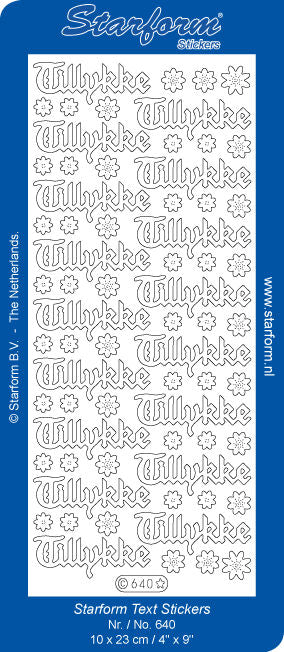 Stickervel - Tekst Deens - Tillykke - Glitter goud