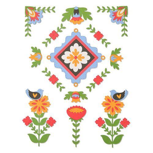 Sizzix Thinlits Die Set - 18PK Folk Art Elements 663607 Courtney Chilson (AFGEPRIJSD)