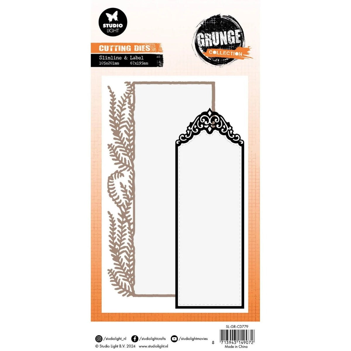 Studio Light • Grunge Collection Cutting Die Slimline & Label - CD779*