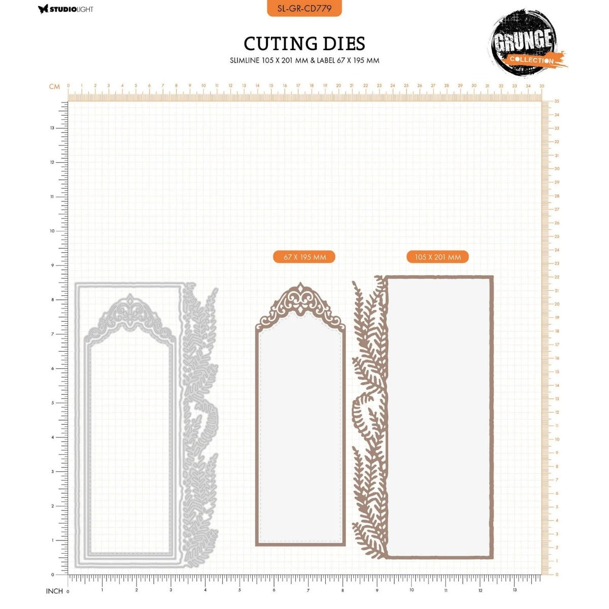 Studio Light • Grunge Collection Cutting Die Slimline & Label - CD779*