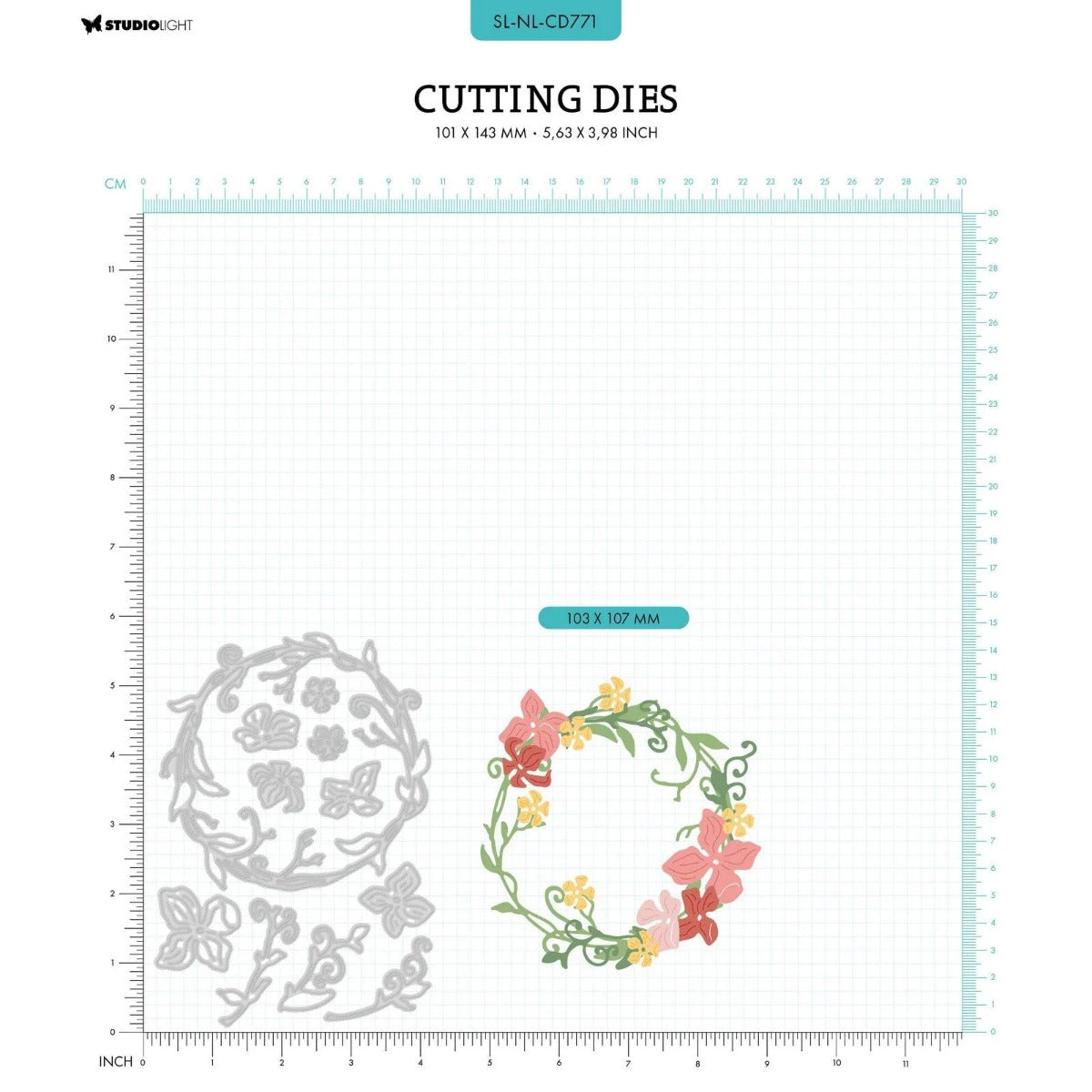 Studio Light • Nature Lover Cutting Dies Floral Wreath - CD771*