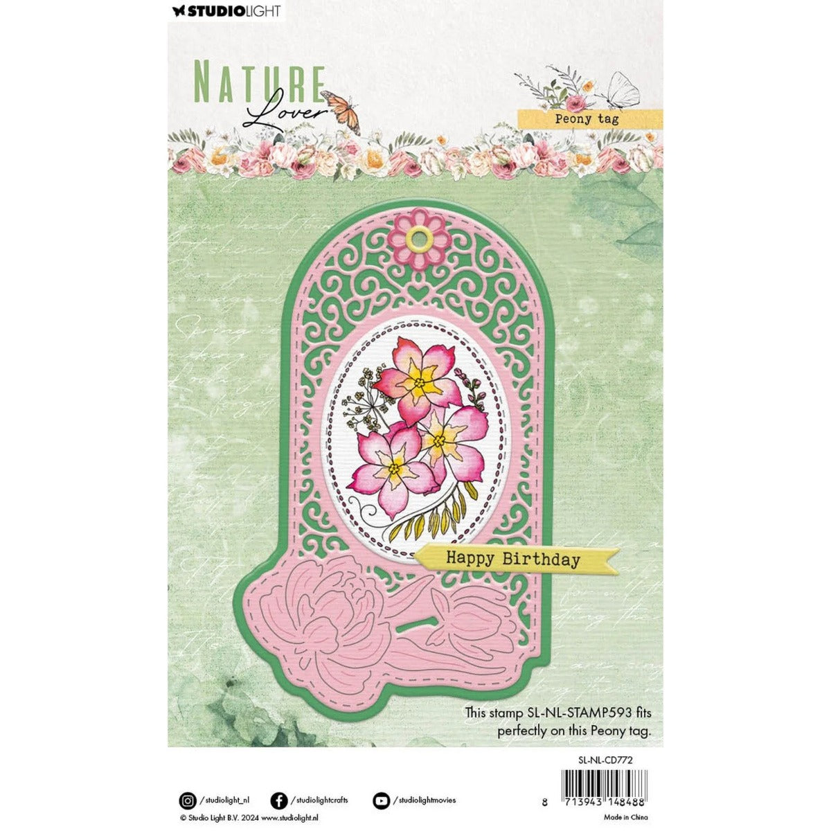Studio Light • Nature Lover Cutting Dies Peony Tag - CD772*