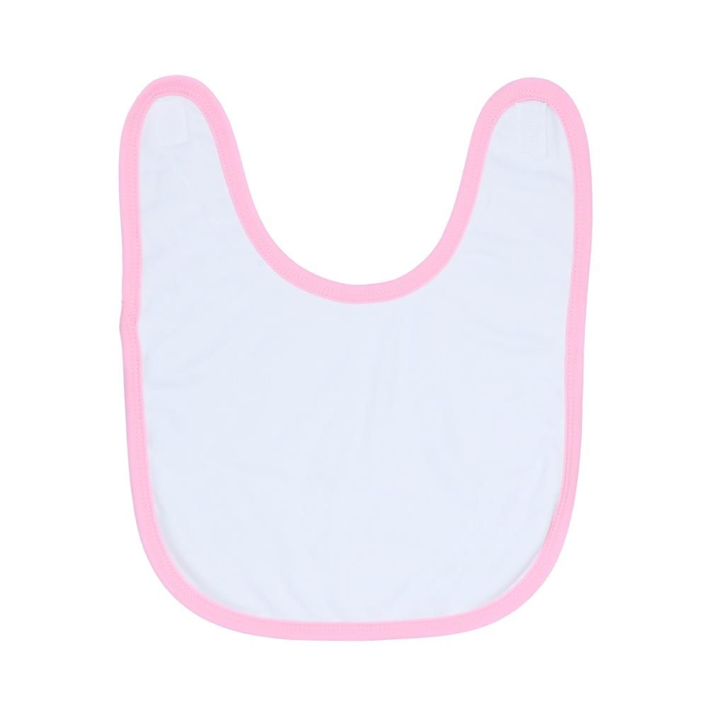 Slabbetje - wit met roze rand 29 x 35 cm (voor sublimatie)