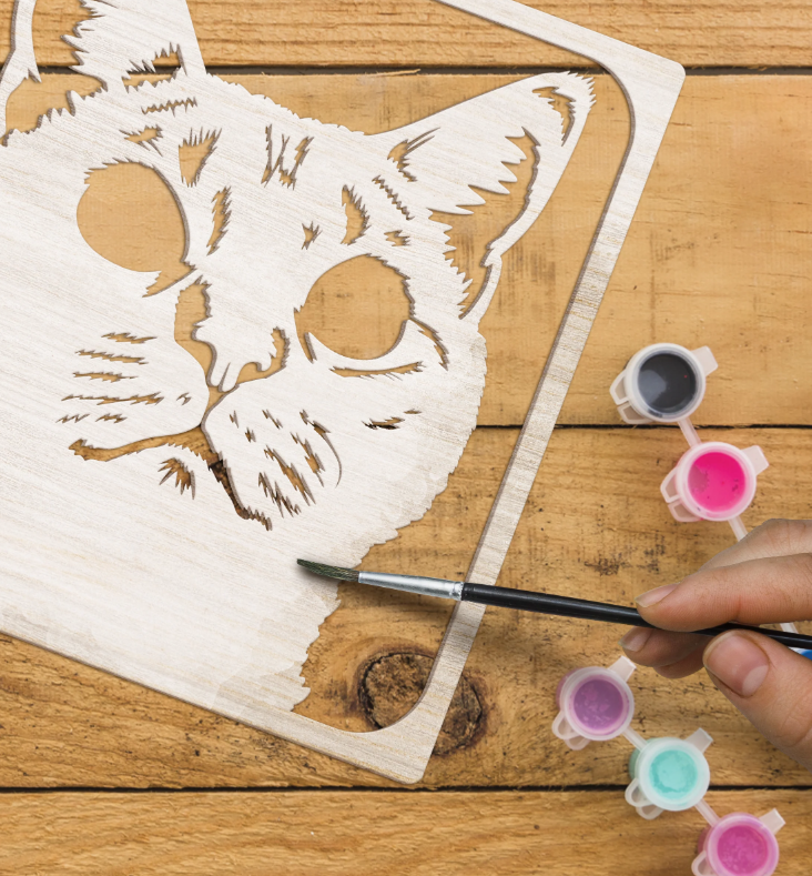 Splat Planet Wood Art Set Grijze Kat 27 x 26 x 3,5 cm (WA GREY CAT)