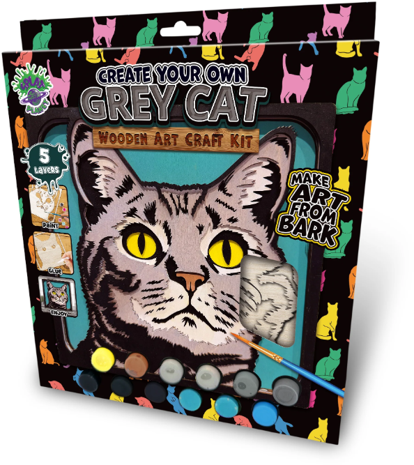 Splat Planet Wood Art Set Grijze Kat 27 x 26 x 3,5 cm (WA GREY CAT)