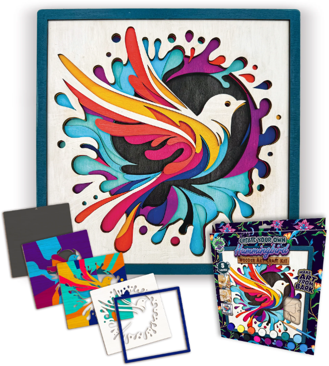 Splat Planet Wood Art Set kolibrie 27 x 26 x 3,5 cm (WA HUMBIRD)