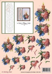 Borduur 3D knipvel - Ann's Paper Art - Kaars met Roos (3DSS10001)