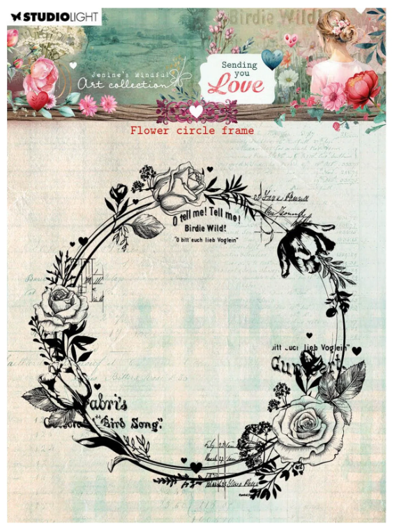 Studio Light • Jenine's Mindful Art Clear Stamps Sending You Love Flower Circle Frame - STAMP796 *