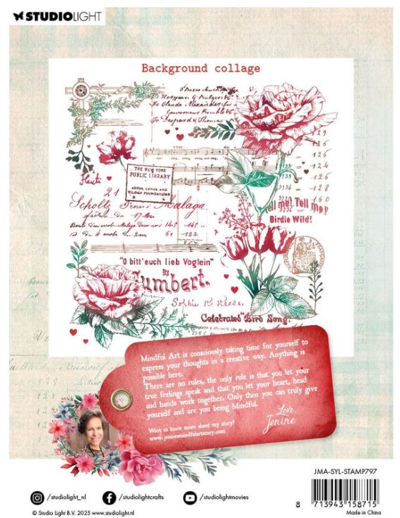 Studio Light • Jenine's Mindful Art Clear Stamps Sending You Love Background Collage - STAMP797 *
