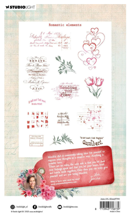 Studio Light • Jenine's Mindful Art Clear Stamps Sending You Love Romantic Elements - STAMP799 *