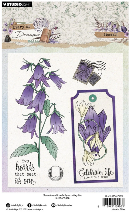 Studio Light • Diary Of Dreams Clear Stamps Blue Bell - STAMP808 *