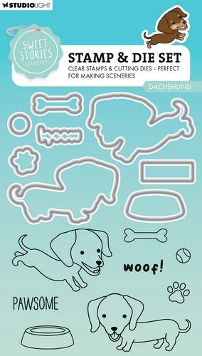 Studio Light Stamp & Cutting Die Dachshund Sweet Stories nr.78 SL-SS-SCD78 148x105mm (117018/0798) *