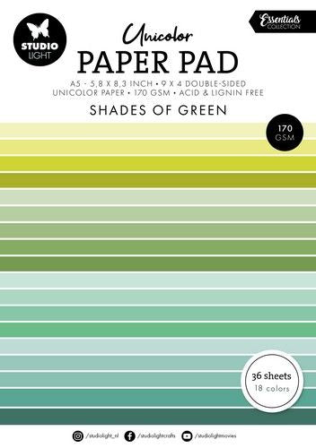 Studio Light Unicolor paper pad Shades of green Essent. nr.156 SL-ES-UPP156 148x210x8mm *