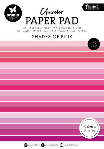 Studio Light Unicolor paper pad Shades of pink Essent. nr.155 SL-ES-UPP155 148x210x8mm (117018/0707) *
