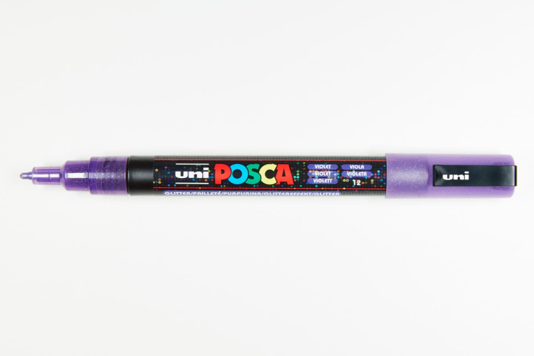 Uni Posca Verfmarker - lijndikte: 0,9-1,3 mm - PC-3M - Glitter Paars - 12