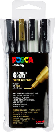 Uni Posca Verfmarker - lijndikte: 0,9-1,3 mm - PC-3M - Metallic - Set van 4