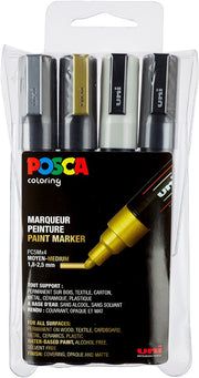 Uni Posca Verfmarker - lijndikte: 2,5 mm - PC-5M - Metallic - Set van 4